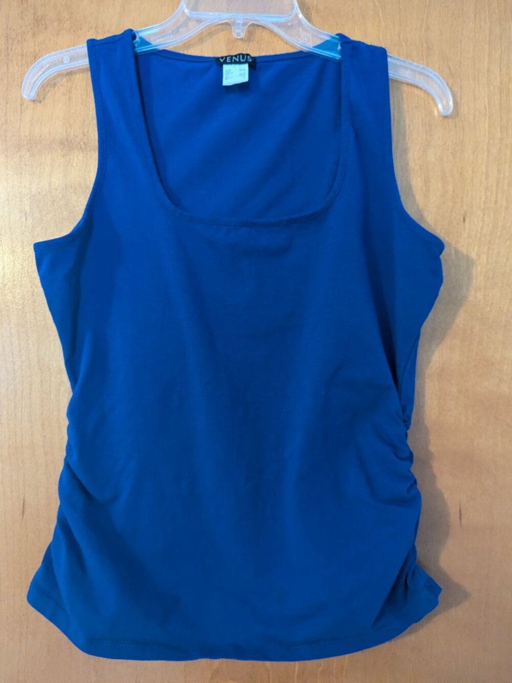 VENUS Sleeveless Ruched Side Top Blue Stretch Slimming Tank Size XL